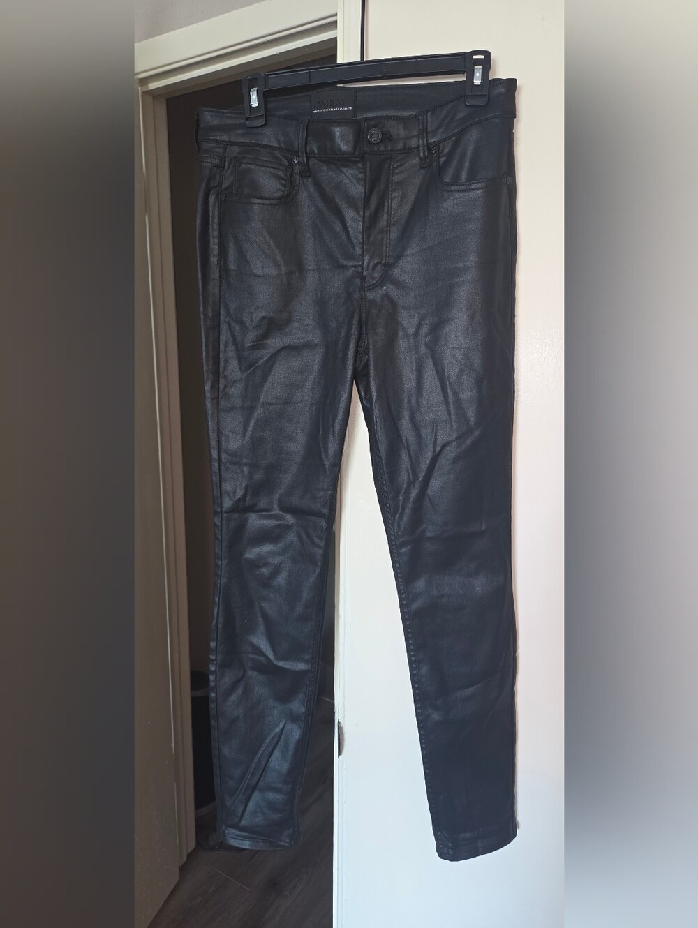 White House Black Market Black Faux Leather High Rise Skinny Pants Sz 8